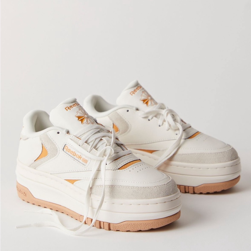 Free People Reebok Club C Extra Women's Platform Sneakers color butter/chalk 8